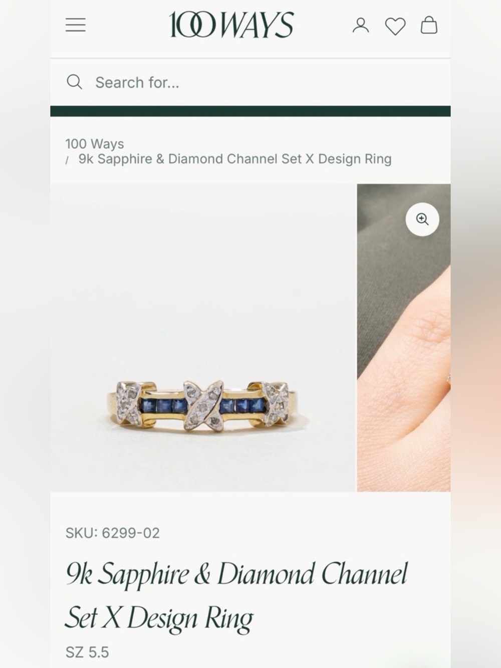 100 ways 9K ring sapphire & diamond channel set 💎